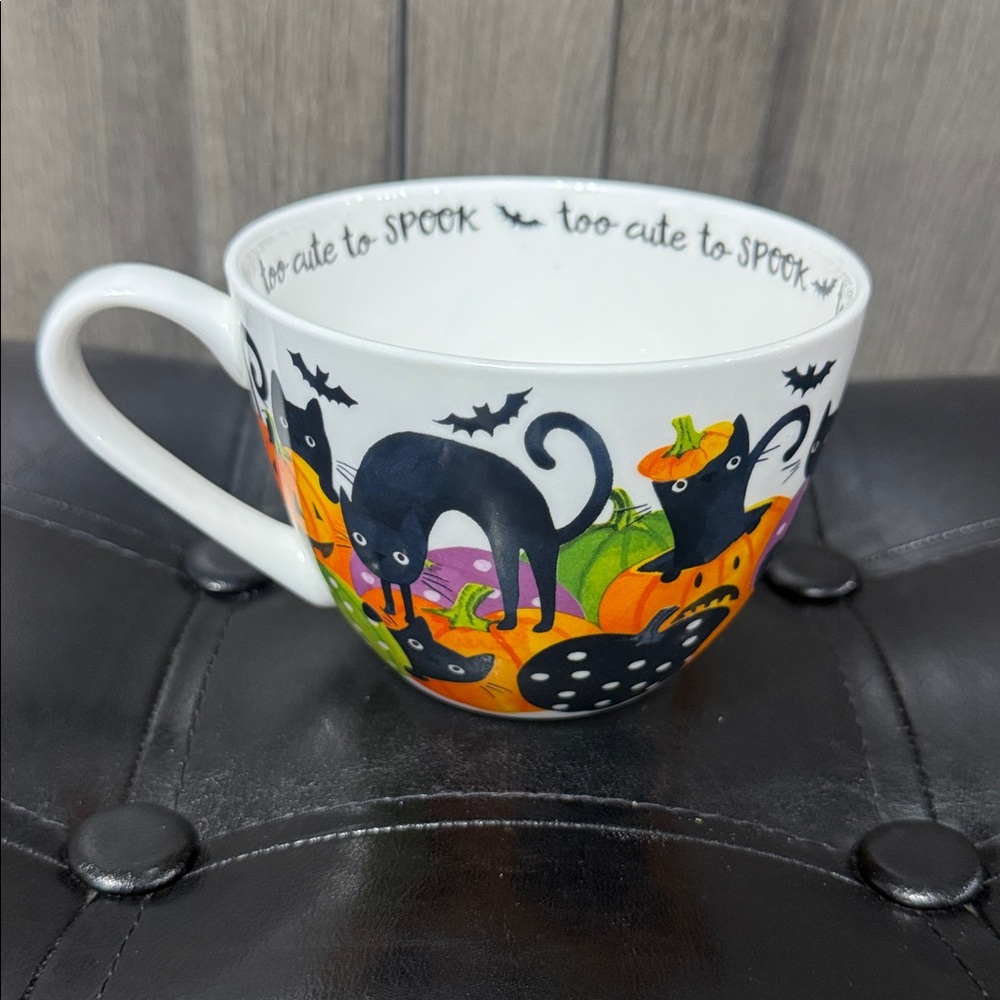 Black KItty Cat Cats in Halloween Pumpkin Patch Coffee Mug Portobello By Design